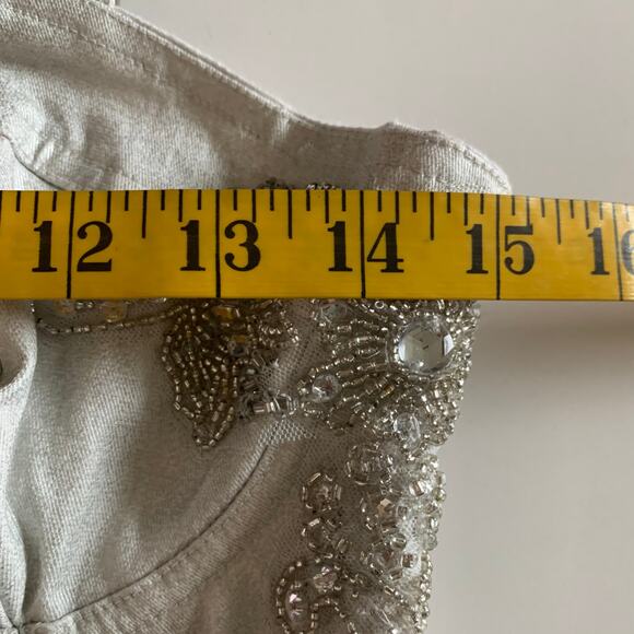 FREE PEOPLE Romper Janelle Bubble Style Size 4‎ Metallic Silver Hidden Side Zip - Picture 15 of 16